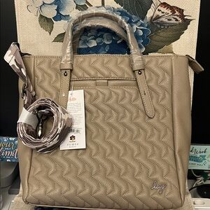 Lug Charter Vegan Leather Bag in Taupe convertible crossbody